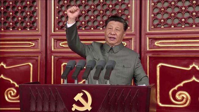 President Xi Jinping delivers a speech during the celebrations in Beijing of the 100th anniversary of the founding of the Chinese Communist Party. Picture: Reuters