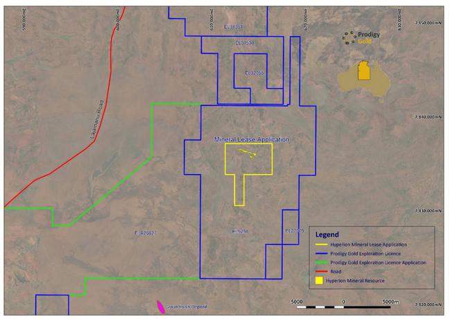 Location of new mineral lease application for Hyperion. Pic: Prodigy Gold