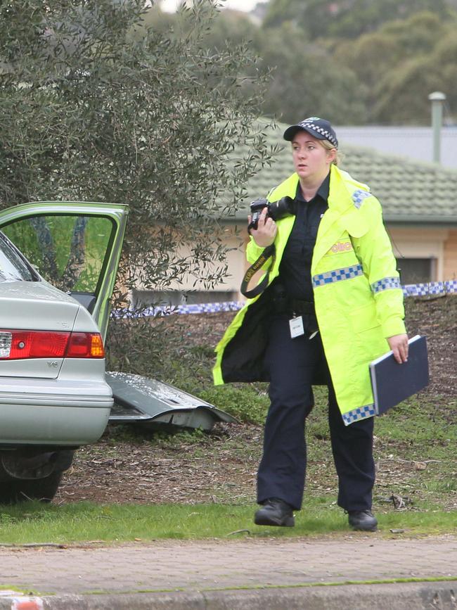 Police at the scene of a the crash which killed Mr Taylor. Picture Emma Brasier