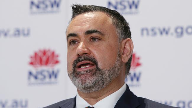 NSW Deputy Premier John Barilaro speaks during a COVID-19 update and press conference on August 23. (Photo by Lisa Maree Williams – Pool/Getty Images)