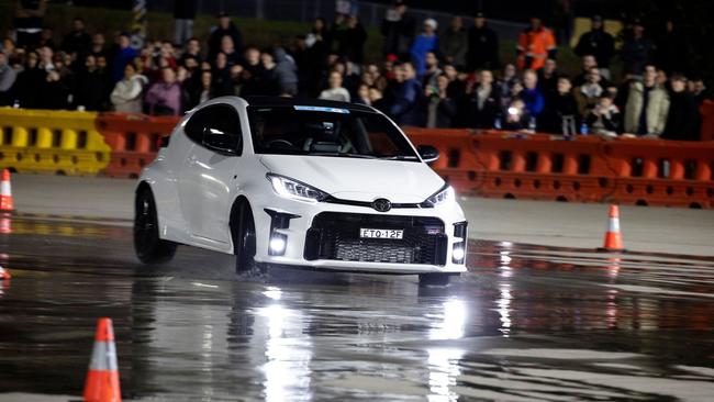 The all-wheel-drive Yaris proved to be fast and fun on a wet circuit. Photo: Celebrate Photography.