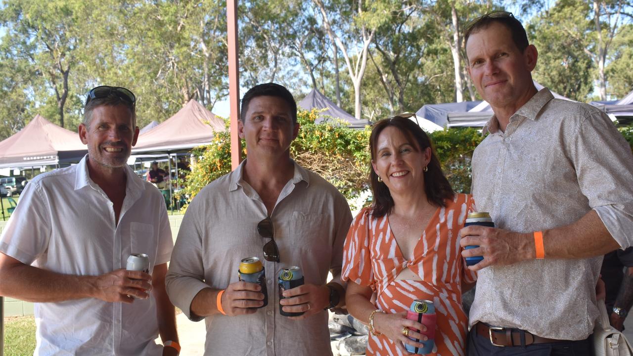 Joel Kluver, Greg Groves, and John and Di Lawrie at the Yeppoon race day at Keppel Park racecourse on April 26, 2025.