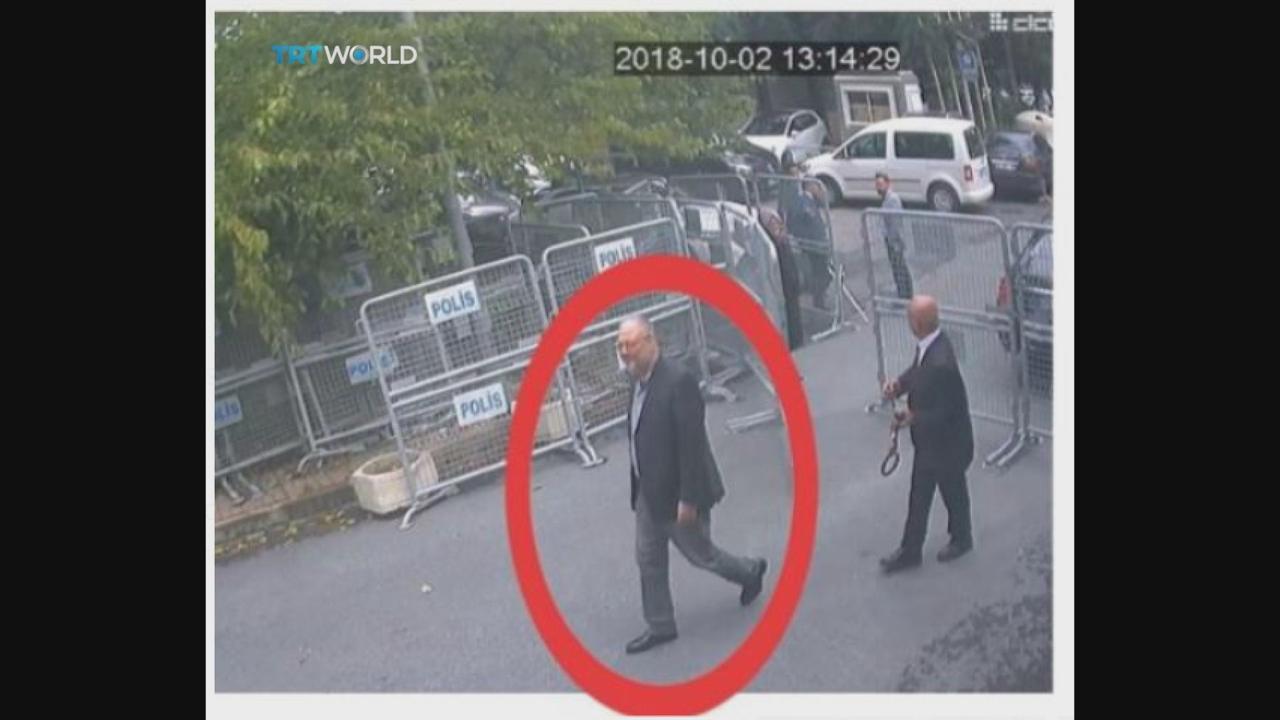 This CCTV image purportedly showing Jamal Khashoggi entering the Saudi consulate in Istanbul on October 2. Picture: CCTV/TRT World via AP