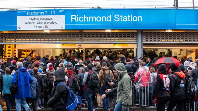 Football fans were affected by the public transport shutdown over the weekend. Picture: Mark Dadswell