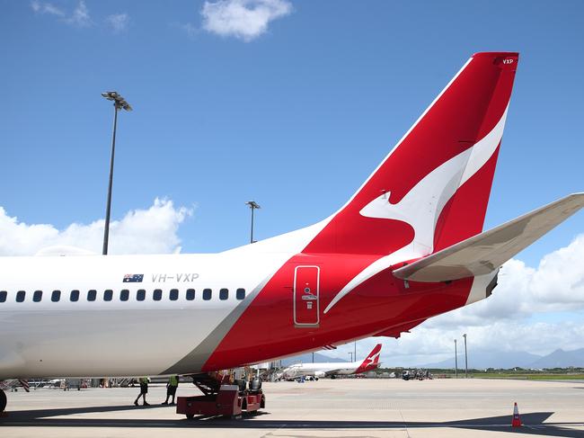 A Qantas Boeing 737 at Cairns Airport. Picture: Brendan Radke