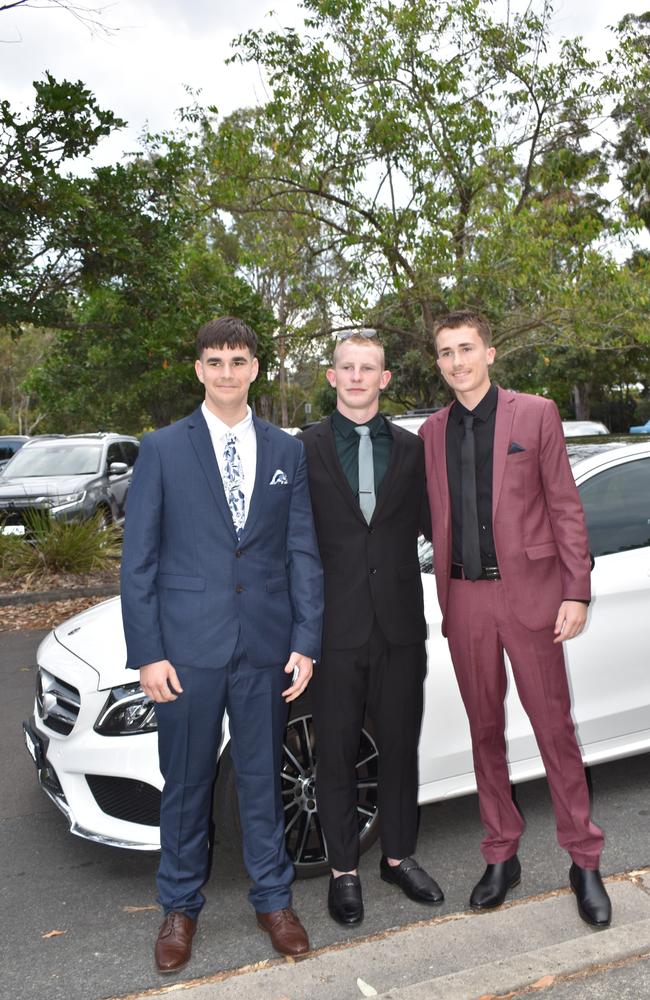 Aidan Steele, Samuel Brant, Reece Walton at the Meridan State College formal 2024.