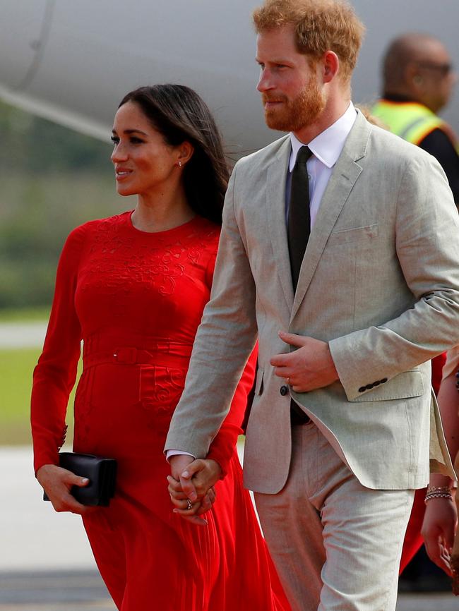 Meghan Markle in bright red. Picture; Reuters