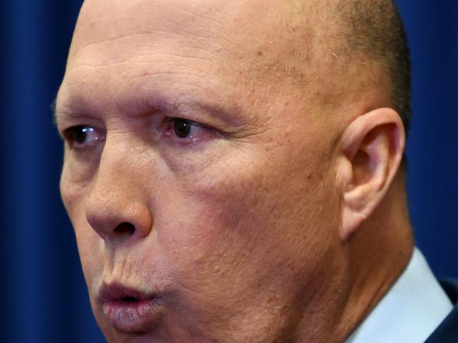 BRISBANE, AUSTRALIA - NewsWire Photos - SEPTEMBER 24, 2020.Home Affairs Minister Peter Dutton speaks during a press conference at the Commonwealth offices in Brisbane. Picture: NCA NewsWire / Dan Peled