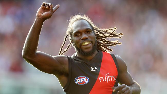 Anthony McDonald-Tipungwuti will play his last game for the Bombers in round 24. Picture: Michael Klein