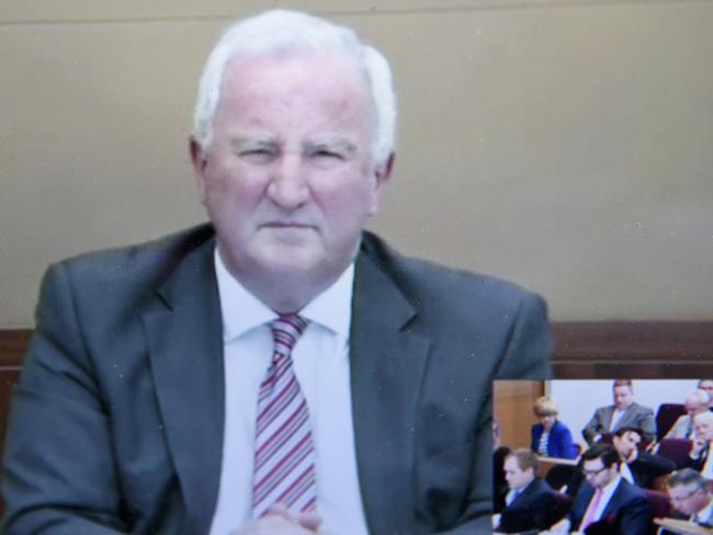 Gregory Robert Knight gives evidence via a video link to the child sex abuse royal commission in November 2015.