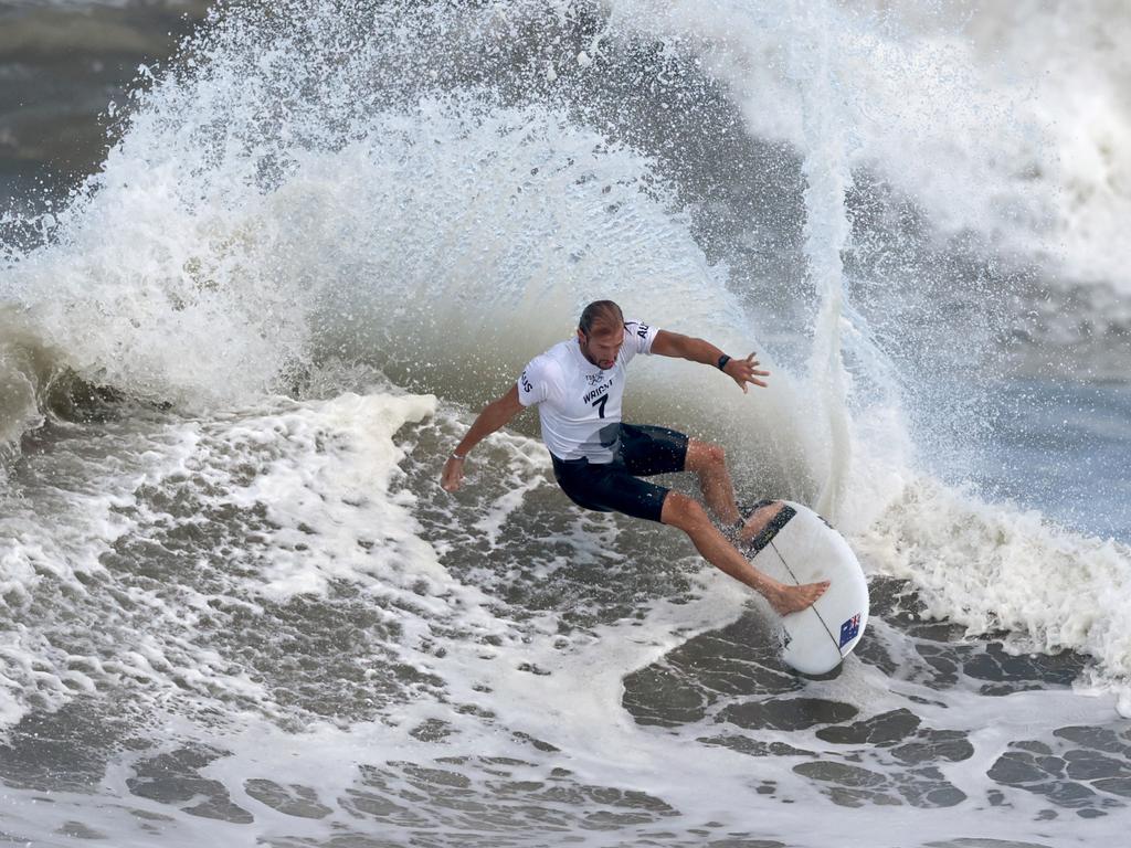 Owen Wright surfs his way to a bronze medal at the Tokyo Olympics. Picture: Ryan Pierse/Getty Images