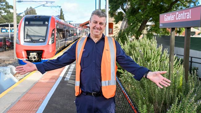 Train driver Mark Gregory at Gawler Central station. Picture: Brenton Edwards