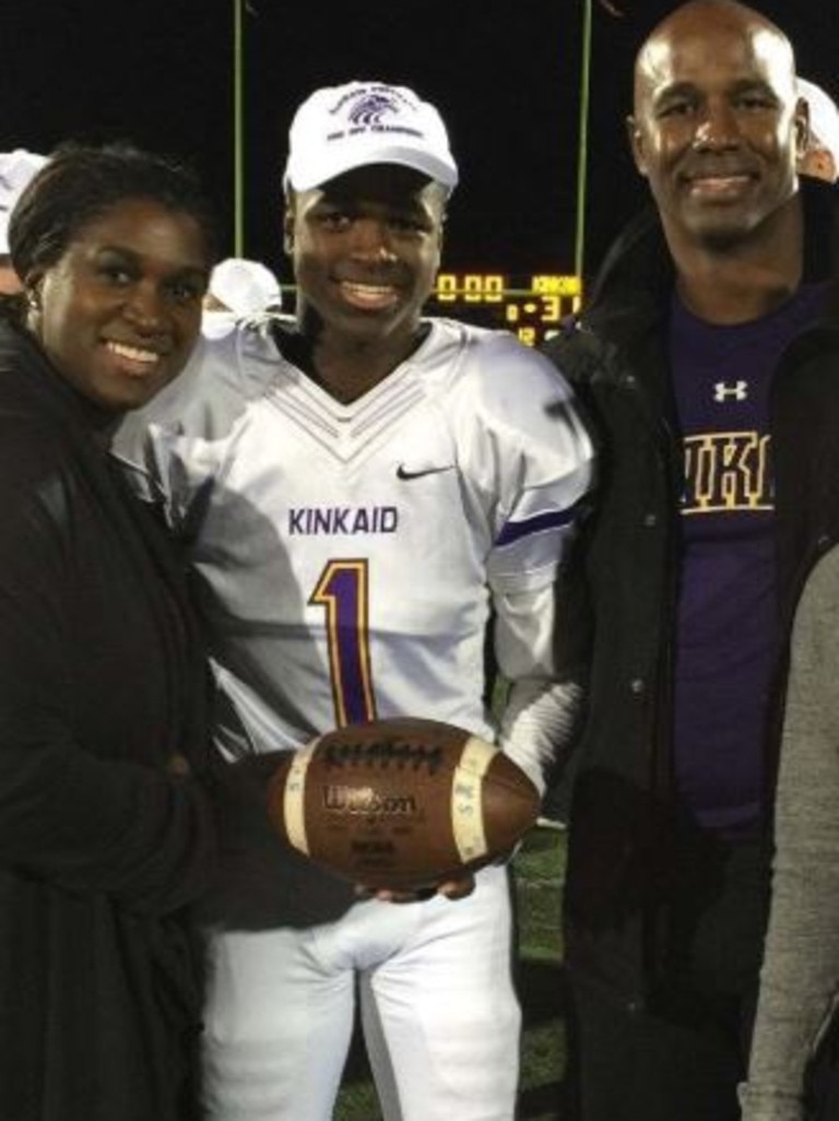 Antonio Armstrong Jr with dad Antonio Armstrong and mum, Dawn. Picture: Supplied