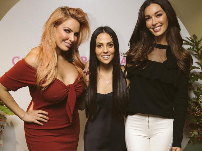 SA jewellery designer Cassandra Mamone with MAFS bride SarahRoza, Bachelor in Paradise’s Laurina Fleure at her Melbourne launch.