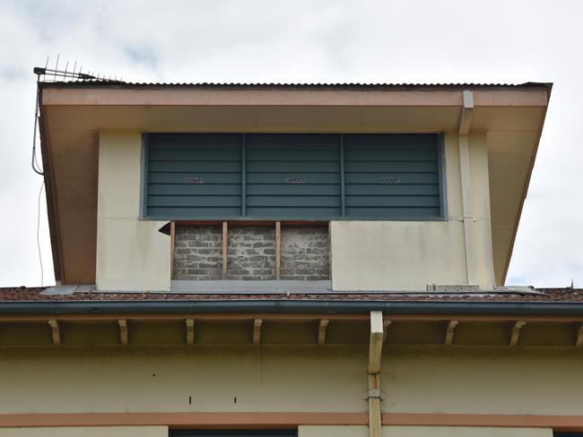 A missing panel on the exterior of the Mosman Civic Centre is one example of the building’s widespread problems.