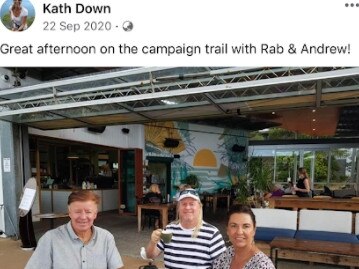 Wayne "Rabbit" Bartholomew, Andrew McKinnon and Kath Down during the State election campaign.