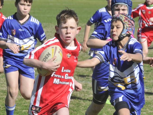 Action between the Grafton Ghosts and the South Grafton Rebels in the U10's at McKittrick Park on Sunday.