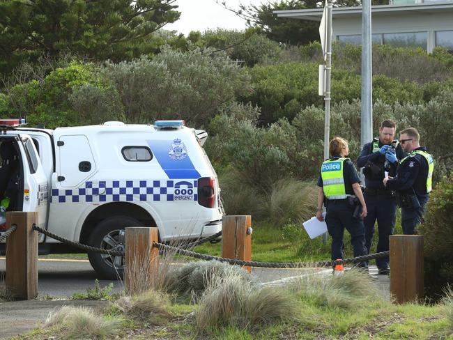 A body has found found in a car on Surf Beach Rd Ocean Grove near The Dunes. Picture: Alison Wynd