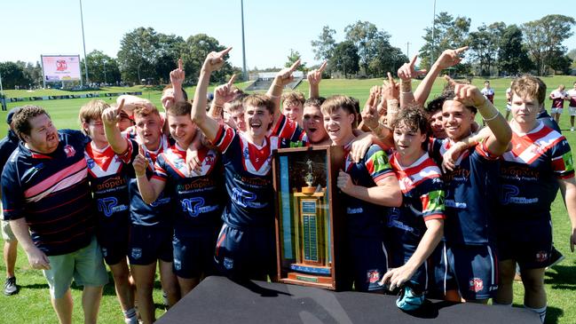 Nambucca players celebrating with the shield. Picture: Leigh Jensen