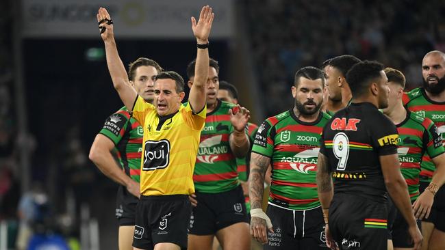 Leading referee Gerard Sutton during the grand final. Picture: NRL Images