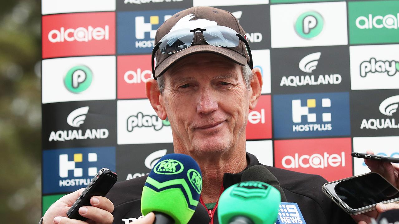 Wayne Bennett speaks to the media before taking on the Broncos. Picture. Phil Hillyard
