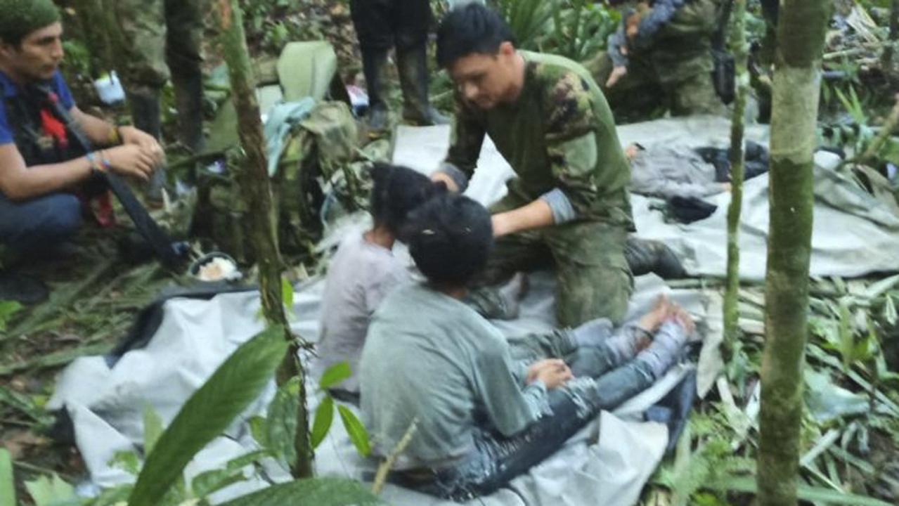 Four children who were missing for six weeks after a plane crash in the Amazon jungle have been found alive. Picture: Prensa Presidencia / Colombian Presidency / AFP