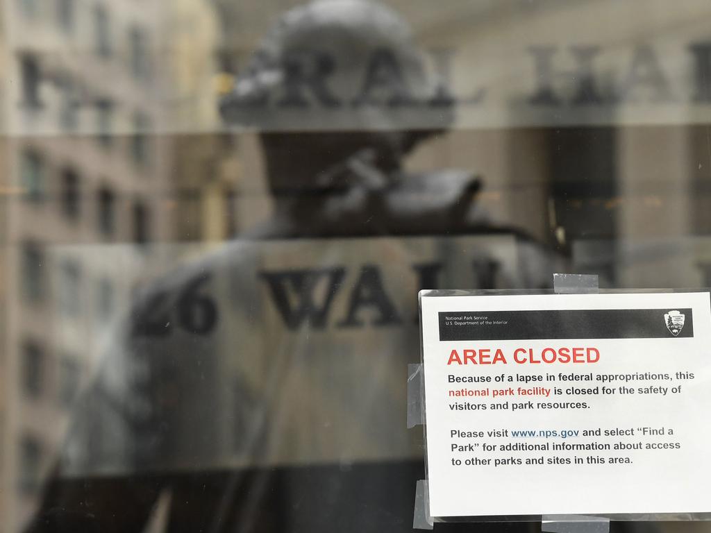 The Federal Hall Memorial National Historic Site in Wall Street is one of many closed federally run sites, parks, and museums across the country. Picture: Timothy A. Clary / AFP 