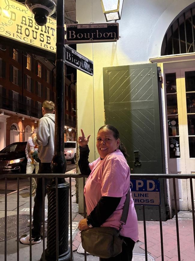 Ballarat woman Nikki Foy on Bourbon St in New Orleans hours before the attack. Picture: Michelle Tobin