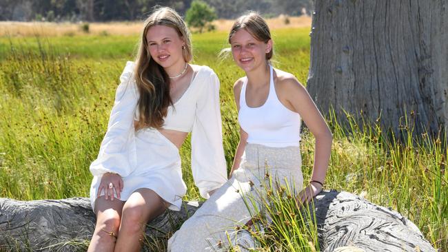 Teenage sisters Charlie and Billie often look after their brother Bodhi and help out with their other younger siblings. Picture: Supplied