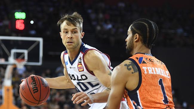 Nathan Sobey playing for Adelaide 36ers last season – his last of four campaigns at the club. Picture: Ian Hitchcock/Getty Images