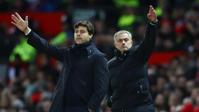 Mauricio Pochettino, Manager of Tottenham Hotspur and Jose Mourinho.