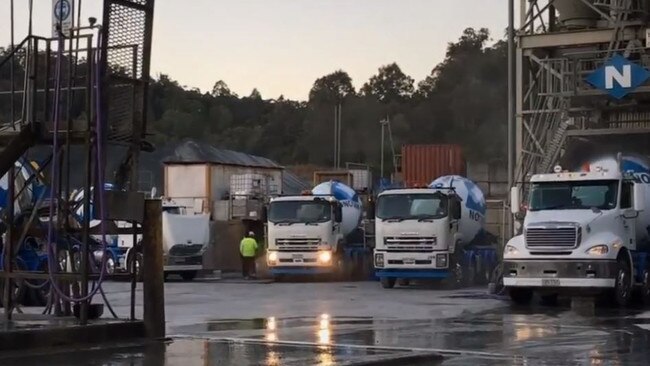 Trucks at the Oxenford quarry.