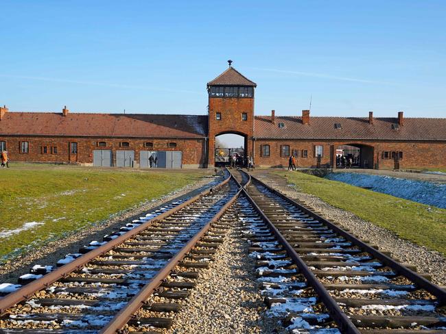 The railway tracks entering the building at the Auschwitz German Nazi death camp. Picture: AFP