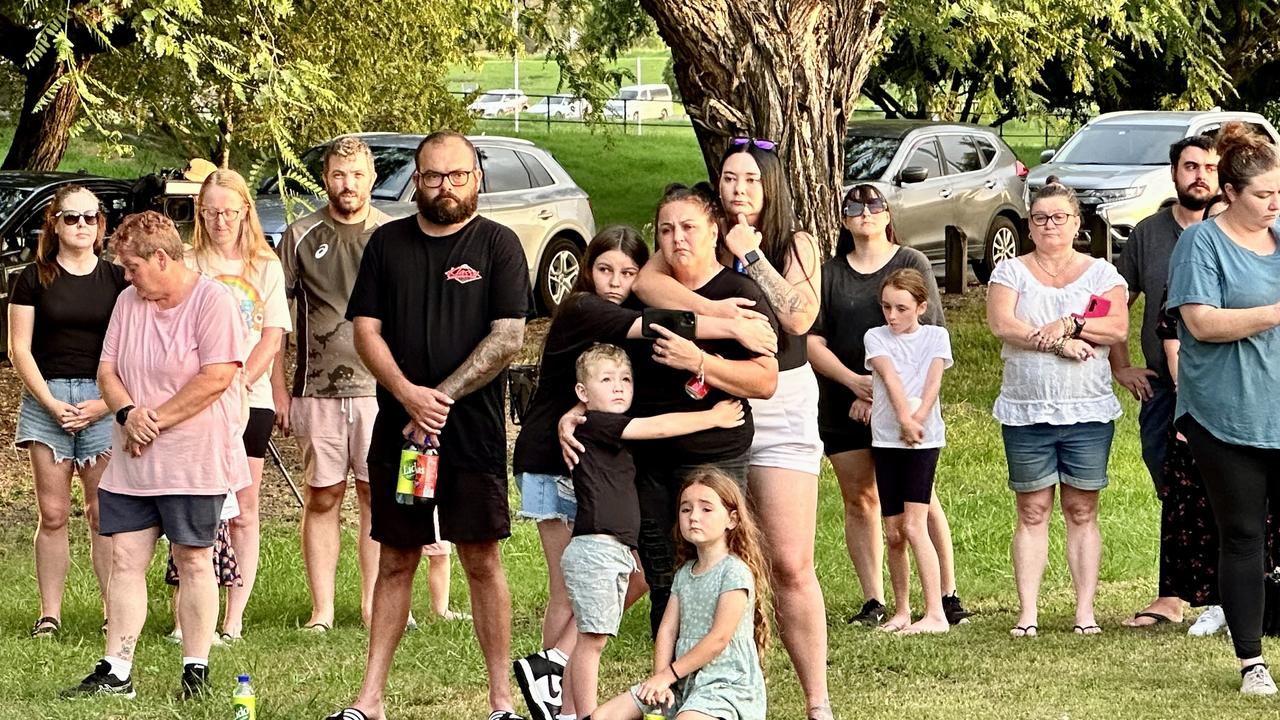 Mourners at a vigil for Vyleen White at Westminster Warriors Soccer Club on Sunday evening