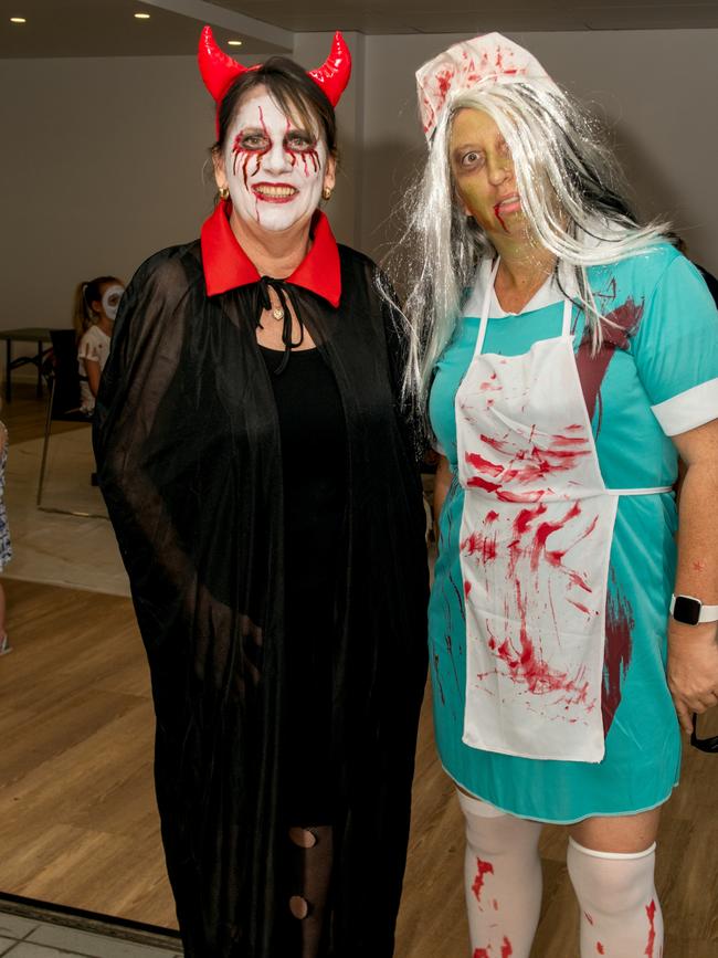 Tracy Kummeling from North Mackay and Tina Hall from Andergrove at Mackay Charity Zombie Walk. Saturday, October 30, 2021. Picture: Michaela Harlow