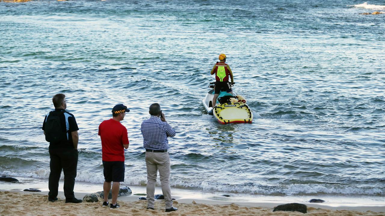 Emergency services at Little Bay after a shark attack on Wednesday afternoon. Picture: Richard Dobson