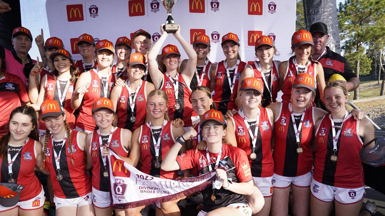 Redland Victoria Point Sharks won the Under 17 Girls Div 1 grand final for SEQJ Gold Coast Northern Rivers. Picture: Supplied