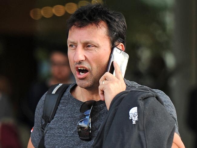 Laurie Daley leaves the hotel after a Queensland win in game three of State of Origin. Queensland Origin players leaving Rydges, Southbank.Thursday July 12, 2018. (AAP image, John Gass)