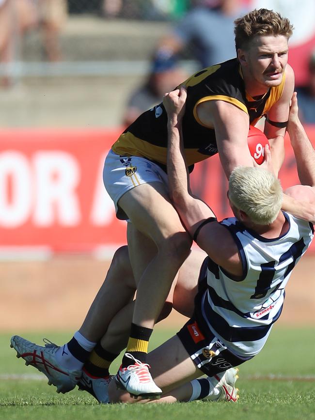 Riley Bice playing for Albury in last year’s Ovens and Murray league grand final against Yarrawonga. Picture: Yuri Kouzmin