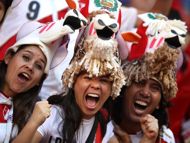 Peru fans go the full llama. Picture: Getty Images