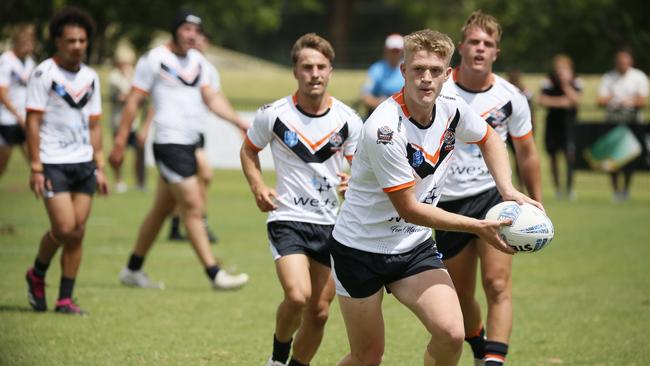 Jayden Innes in action for the Macarthur Wests Tigers against the North Coast Bulldogs during round two of the Laurie Daley Cup at Kirkham Oval, Camden, 10 February 2024. Picture: Warren Gannon Photography