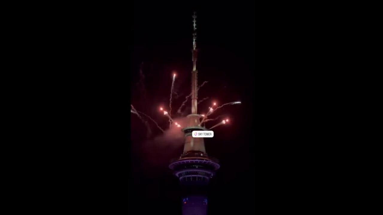 Sky Tower Fireworks Ring In the New Year in Auckland