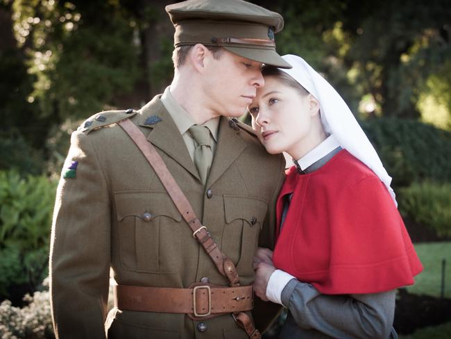 Todd Lasance and Laura Brent from Anzac Girls. Picture: Matt Nettheim