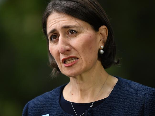 NSW Premier Gladys Berejiklian speaks to the media during a press conference in Sydney, Thursday, April 16, 2020. (AAP Image/Joel Carrett) NO ARCHIVING