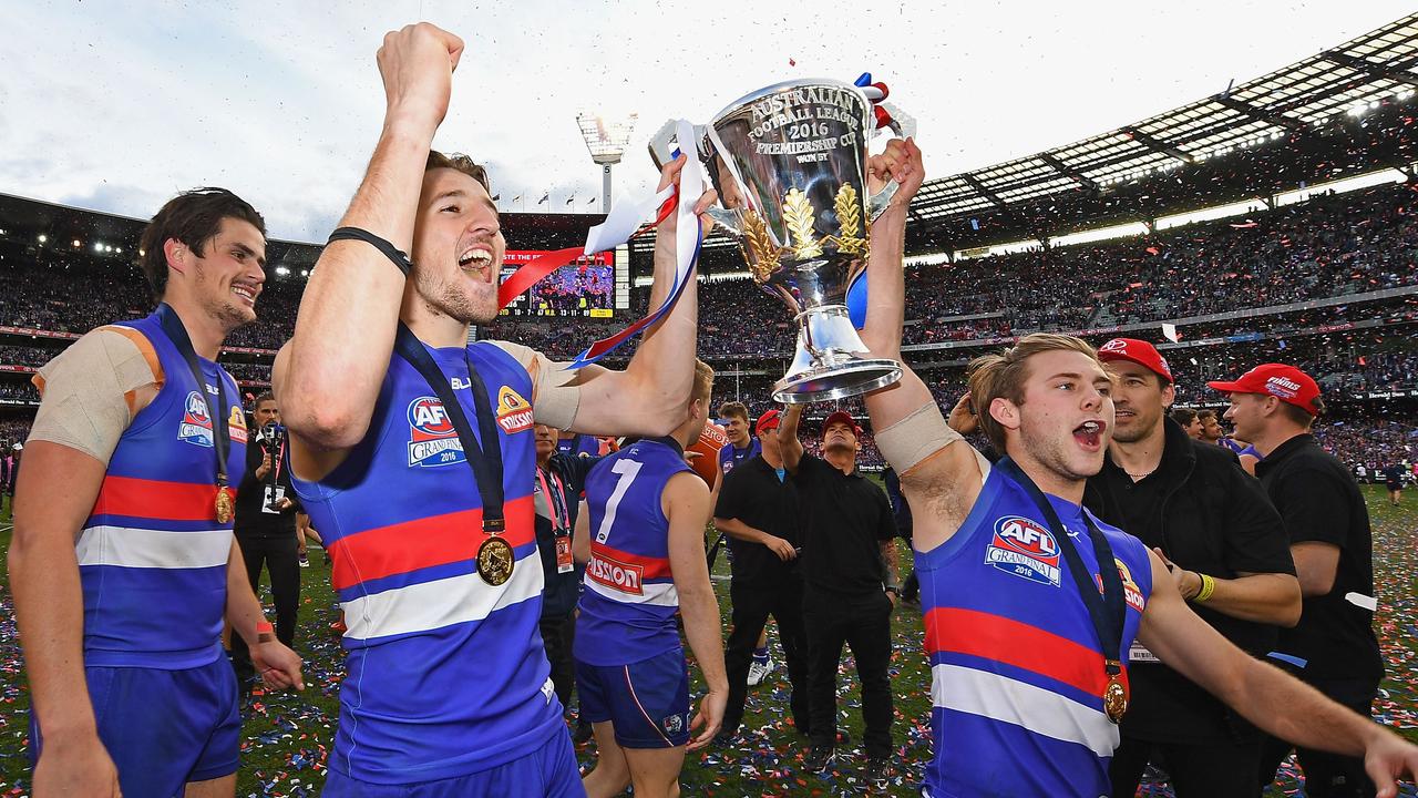 Bulldogs great and defensive coach Rohan Smith said he knew Daniel (far right) would be a star from the first moment he saw him in the under-18s. Picture: Quinn Rooney (Getty).