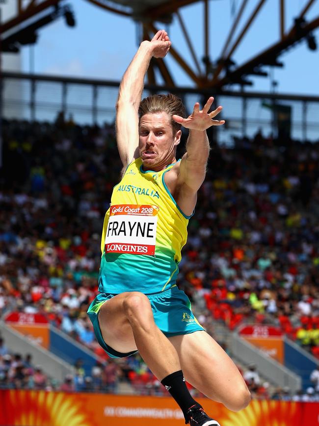 Henry Frayne leaps to a new Commonwealth long jump record. Photo: Getty Images