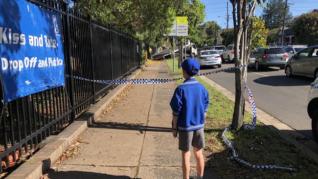 Hamish inspects the school after the lockdown. Picture: Gary Hamilton-Irvine