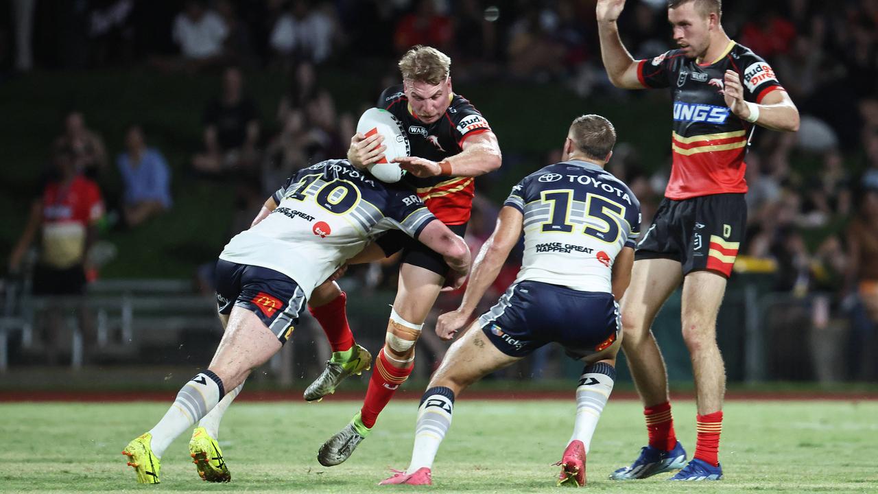 Former Northern Pride player Will Partridge returned to Barlow Park as a Dolphin in the National Rugby League (NRL) pre season NRL match between the North Queensland Cowboys and the Dolphins, held at Barlow Park. Picture: Brendan Radke