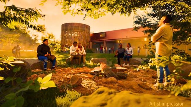 An artist impression of the QUAMPI arts and cultural centre at Dunwich on Straddie/Minjerribah which was due to open in Q1. Picture: Queensland Government