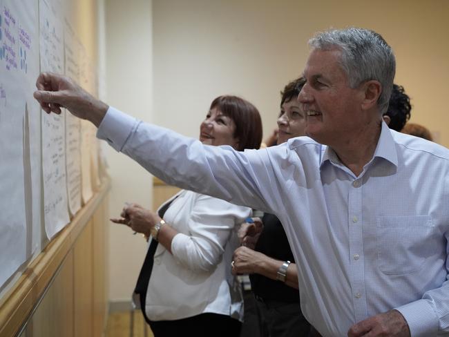 Mackay Regional Council Mayor Greg Williamson, pictured with Councillor Pauline Townsend and Uniform Solutions owner Brenda McLean at a think tank to revive the City Centre on Friday, May 28, 2021. Picture: Heidi Petith